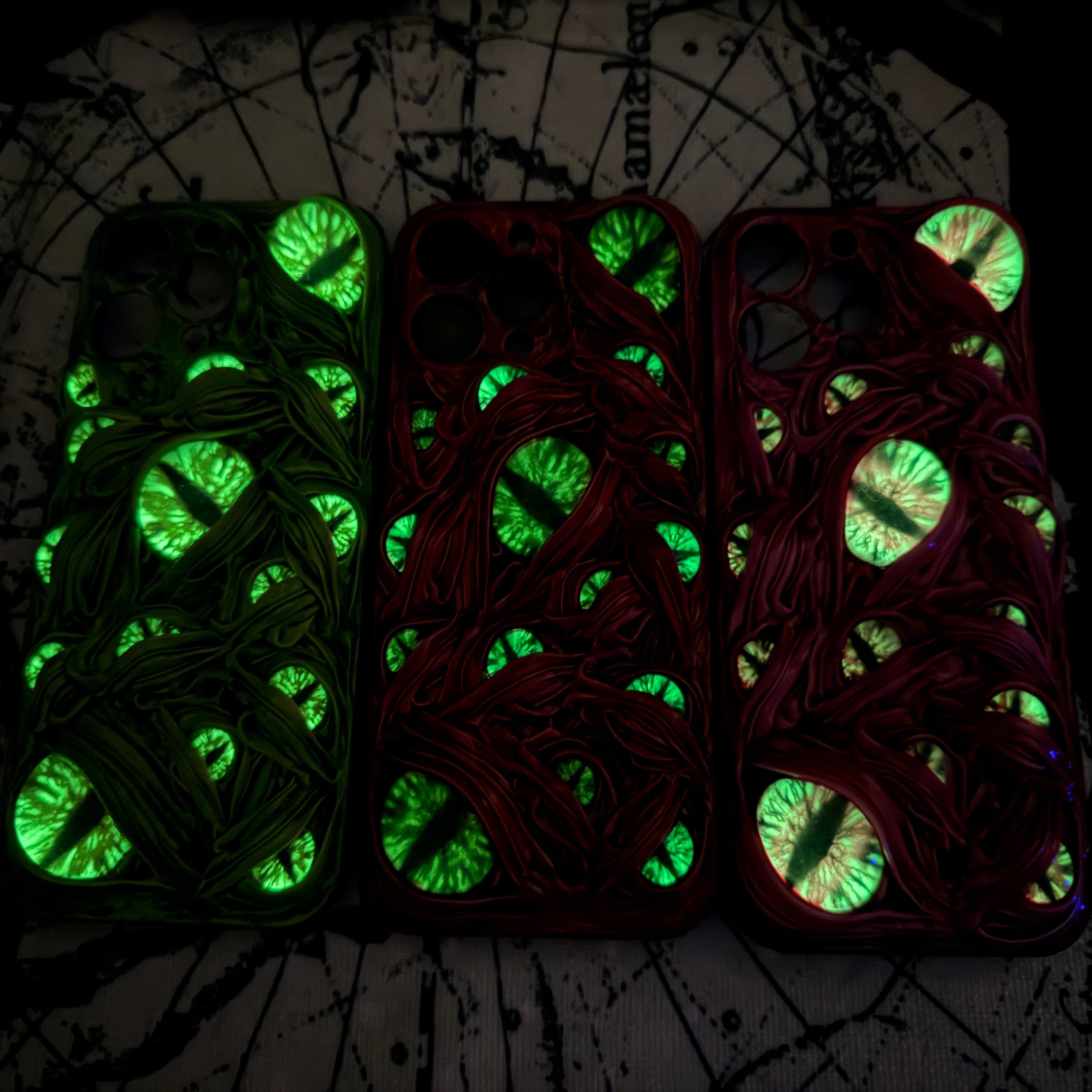 Handmade Cthulhu Eye Glow-in-the-Dark Phone Case
