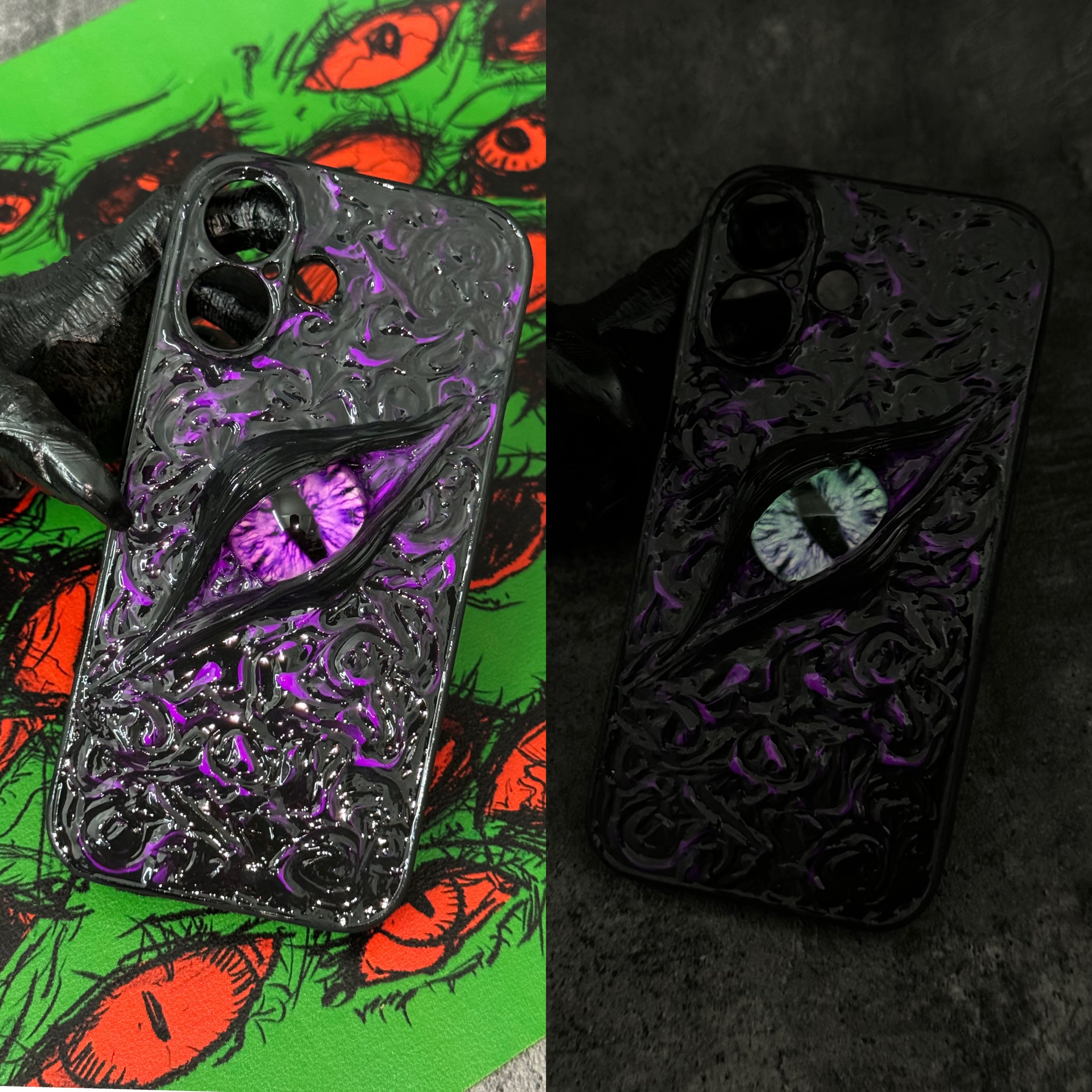 Handmade Cthulhu Eye Glow-in-the-Dark Phone Case